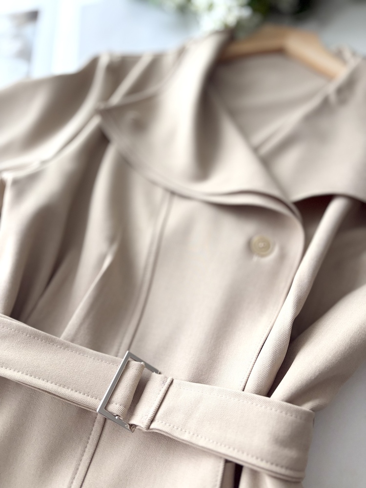 Classic Flared Trench Dress (Ivory)