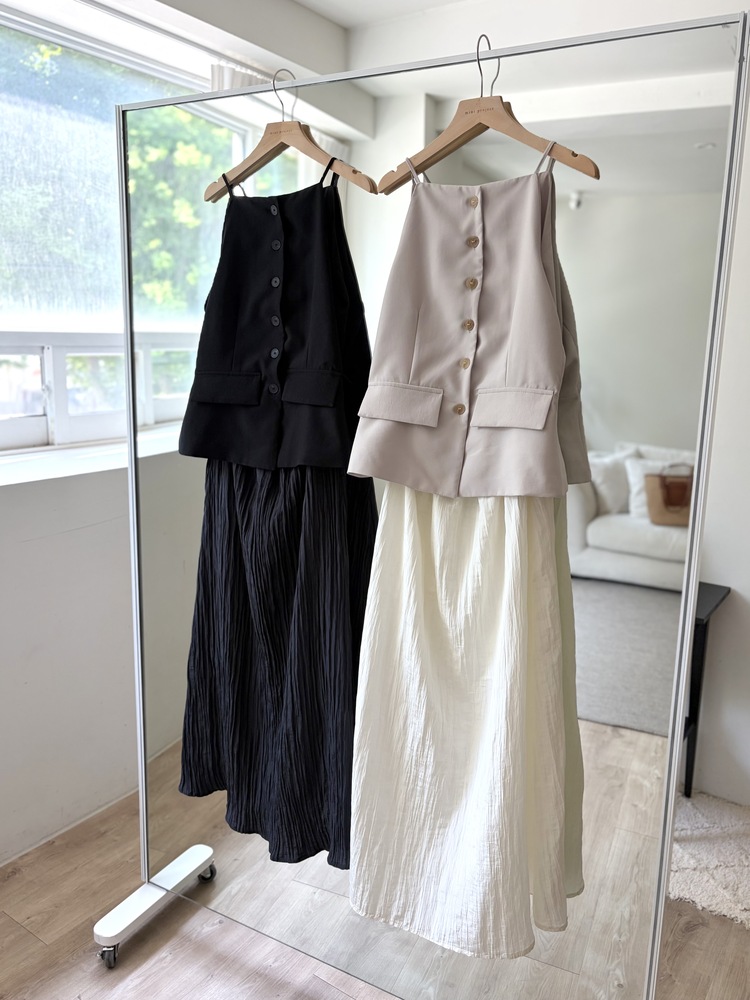 French Muse Vest Dress (Beige)