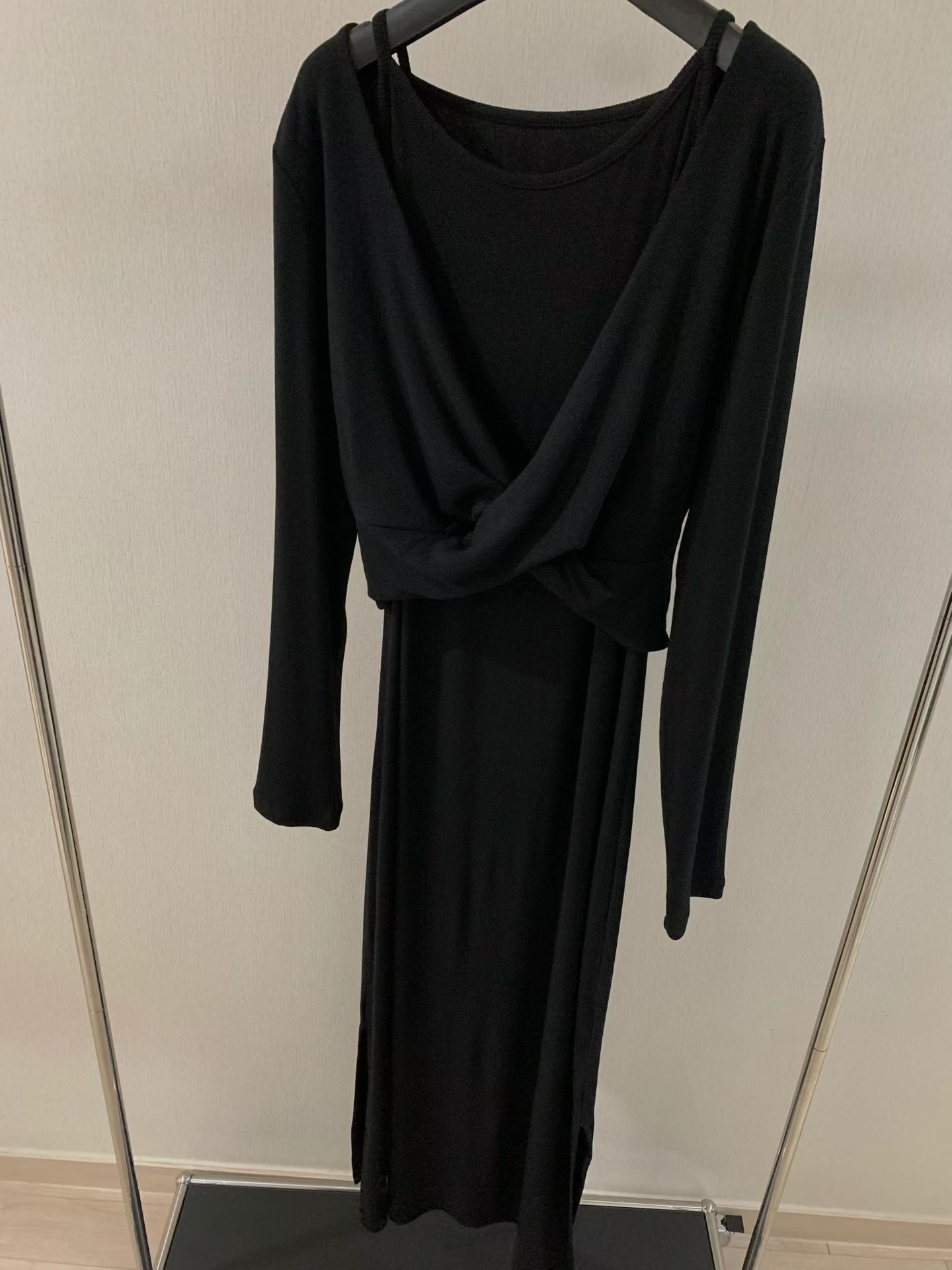 Feminine stretchy long dress SET