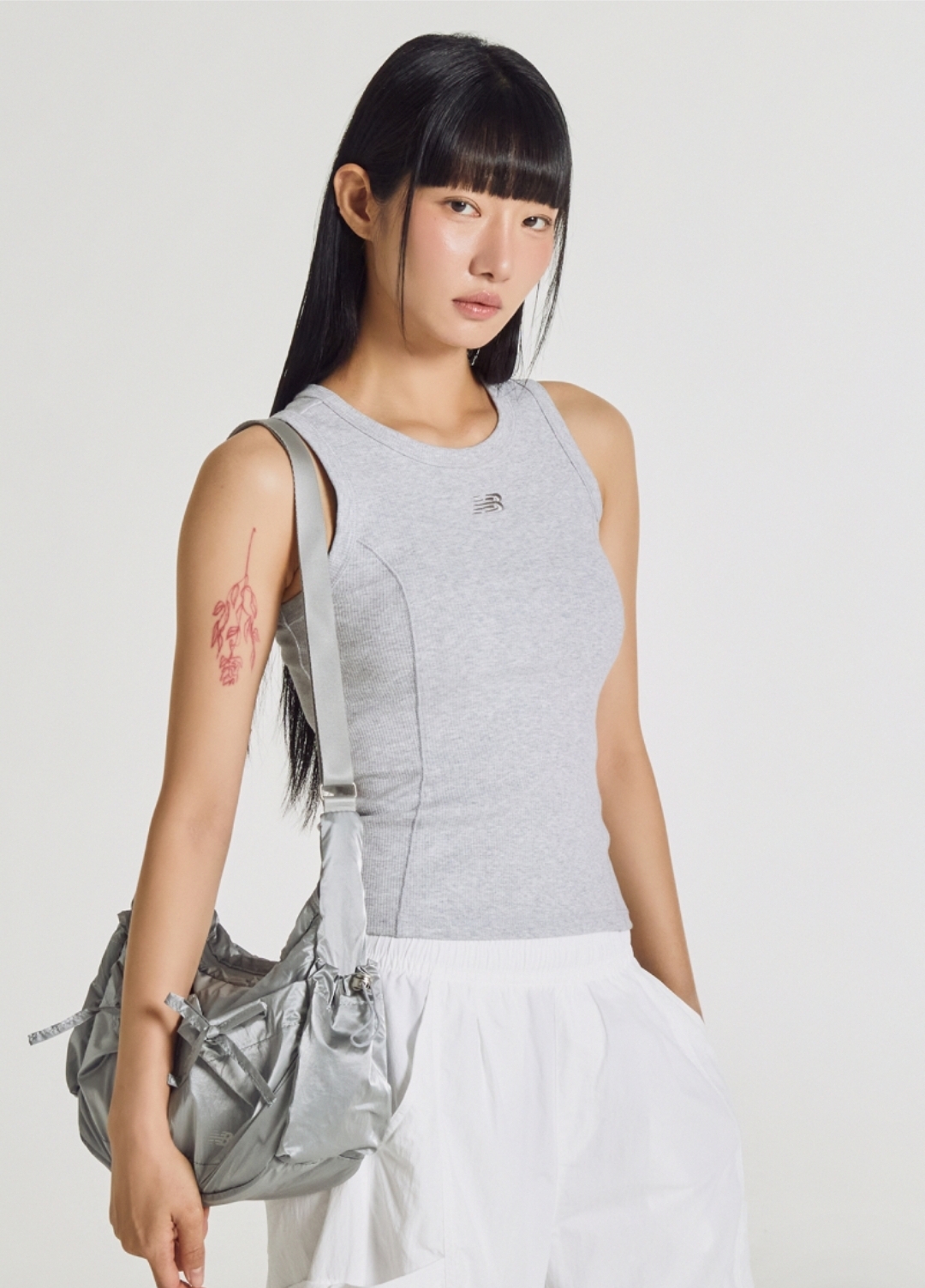New Balance Glossy Ribbon Hobo Bag Silver