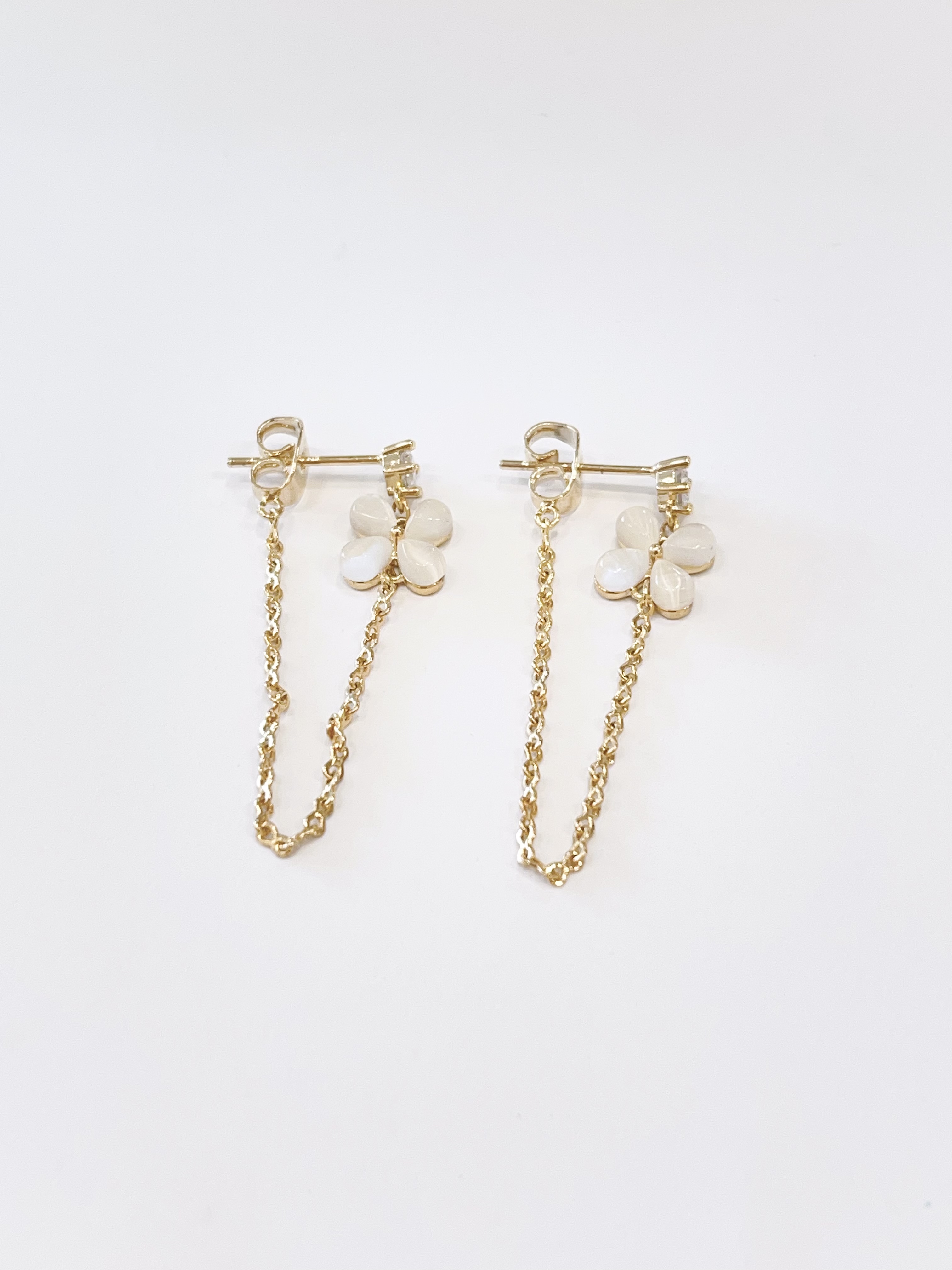 时尚前后戴猫眼石流苏耳环