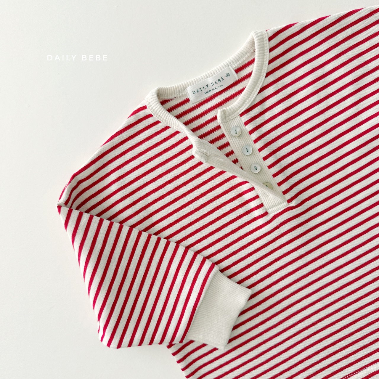 Dailybebe | Striped Henley Neck Tee