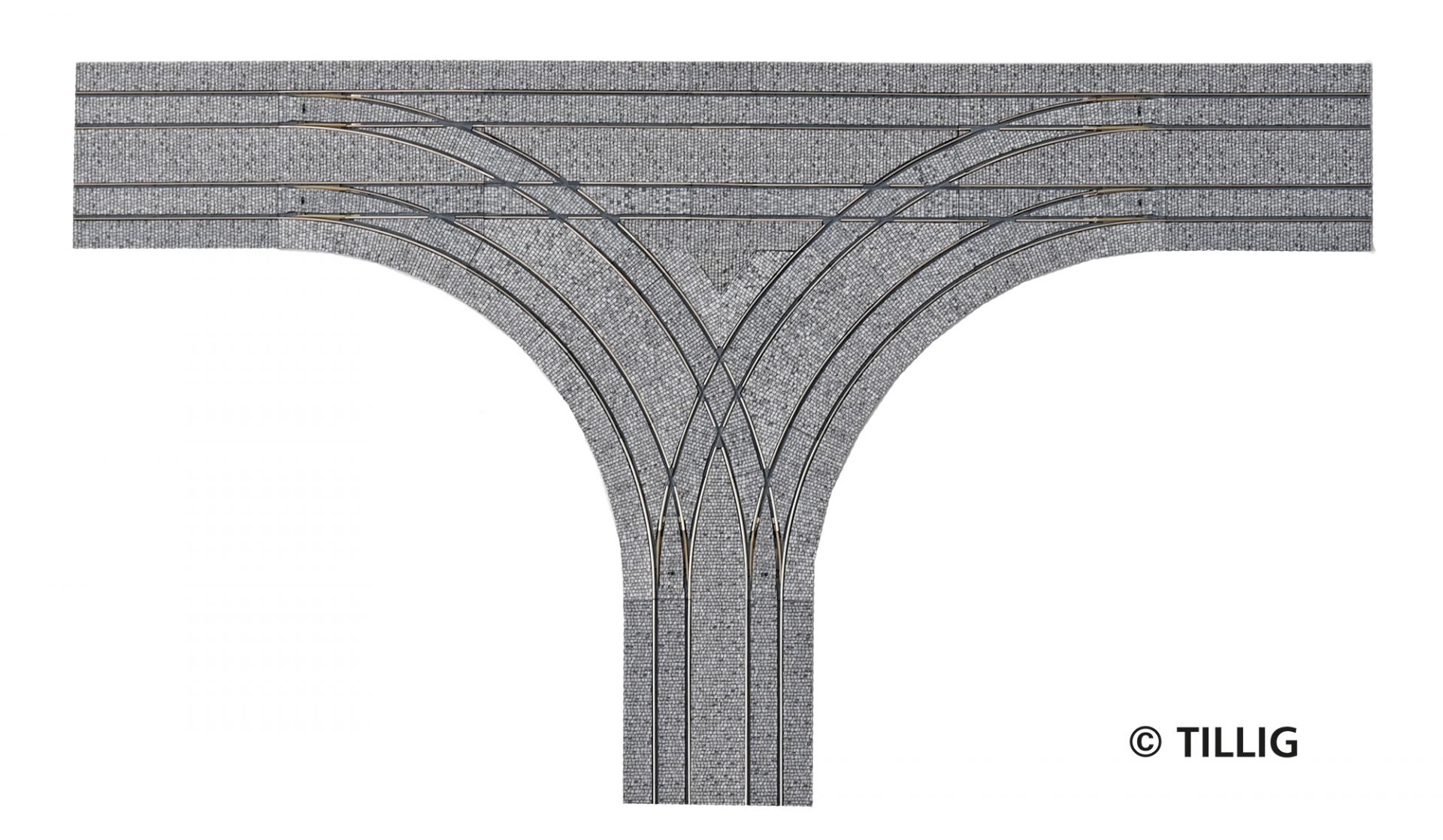 Tillig LUNA HO-scale 城市輕軌電車路軌T 型交叉路口 1:87 T-crossing set paving-stones 馬路路軌•城市輕軌•電車路軌