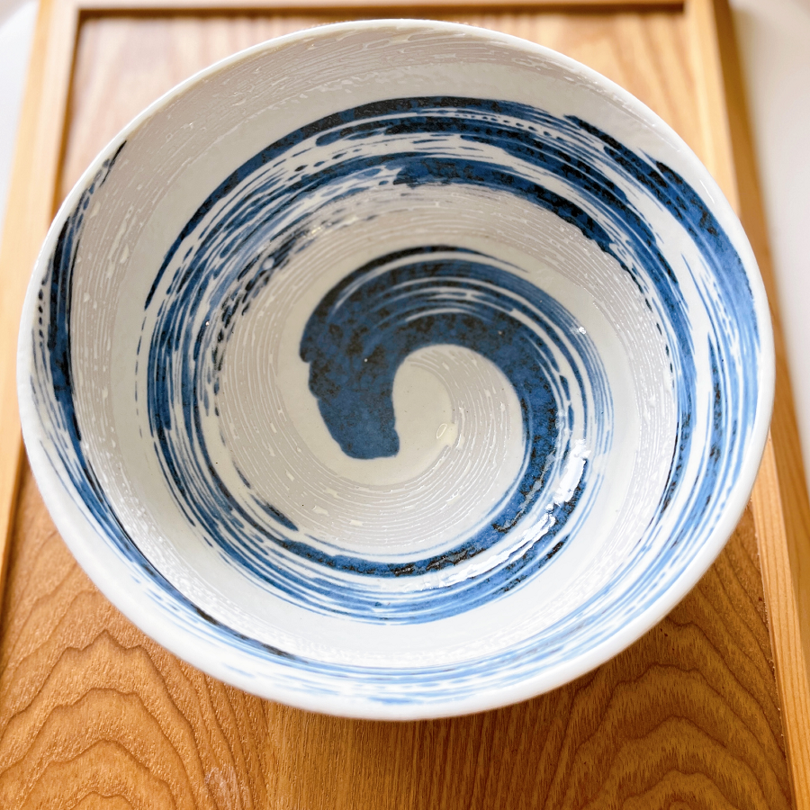 【日本製】美濃燒粉引青流陶瓷大飯碗