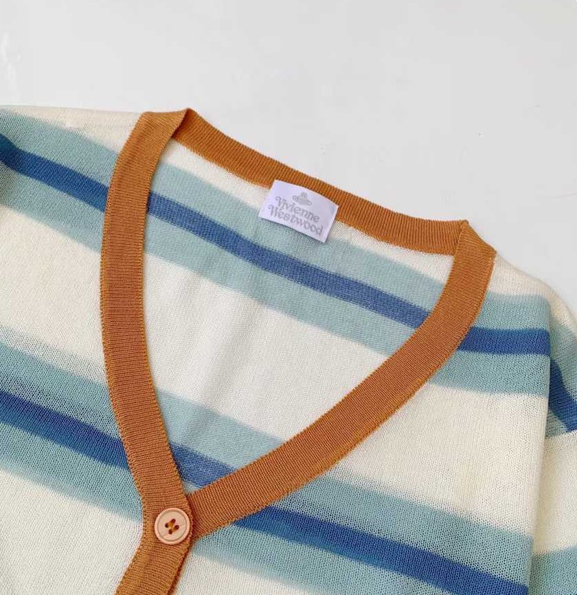 預訂 V. Westwood土星刺繡條紋針織開襟衫 [貨號26A1468]