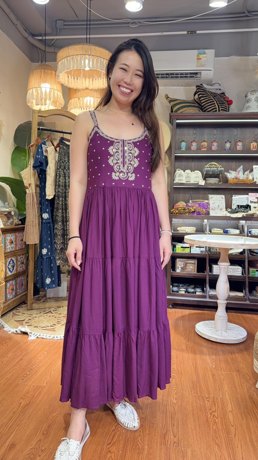 2923 Violet Full Emb Chest Slip OP 49"