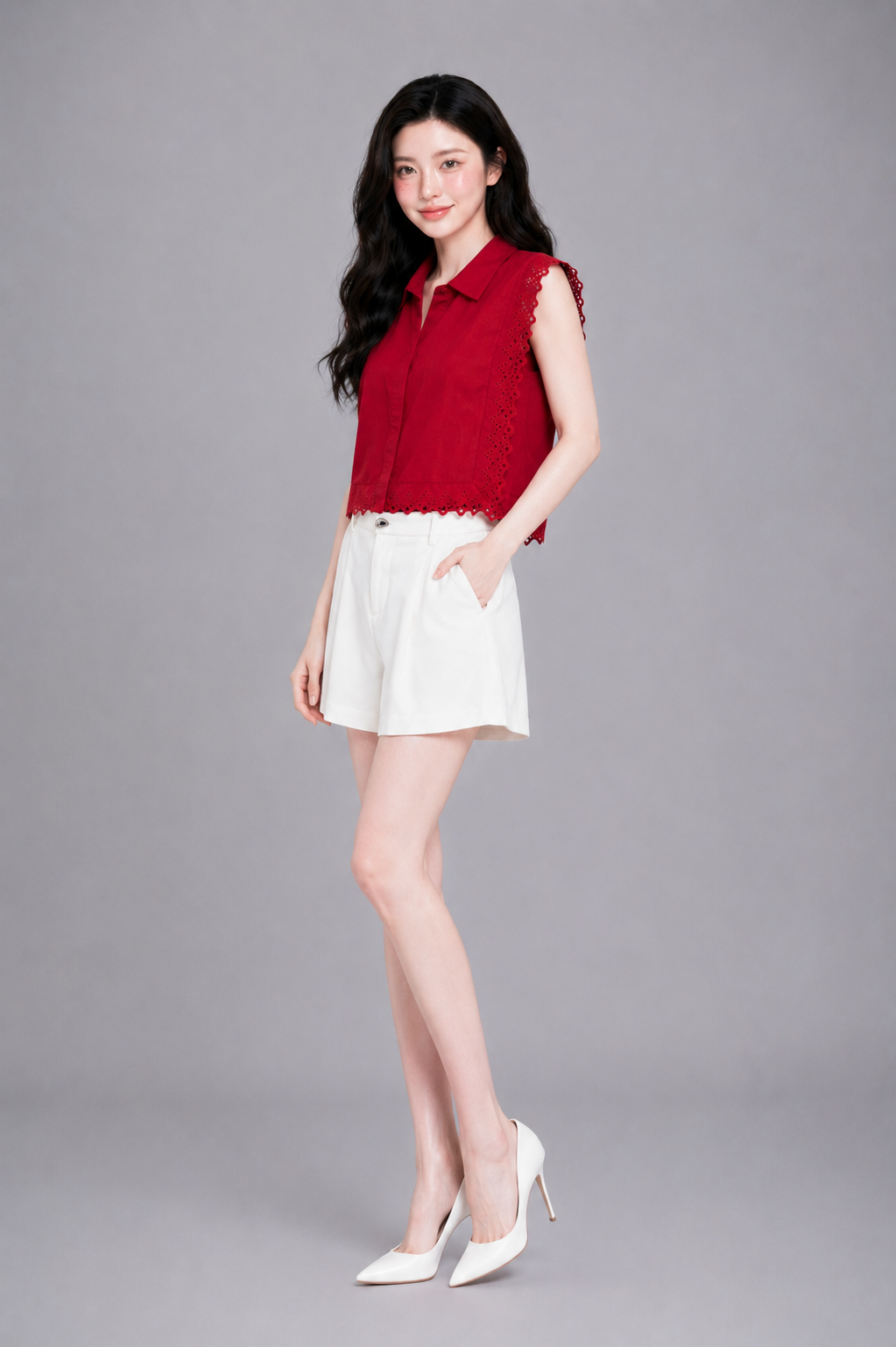 915593 Scarlette Lace Trim Top