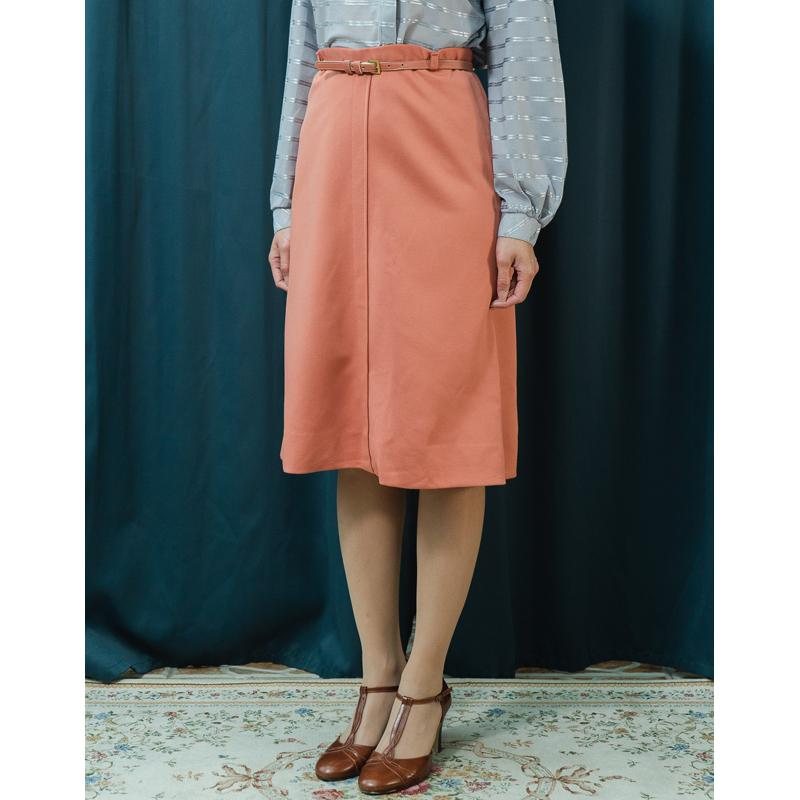 C.a. 1980s Koret of California Peach Pink Skirt with Original Belt - Waist up to 29"(MT1507)