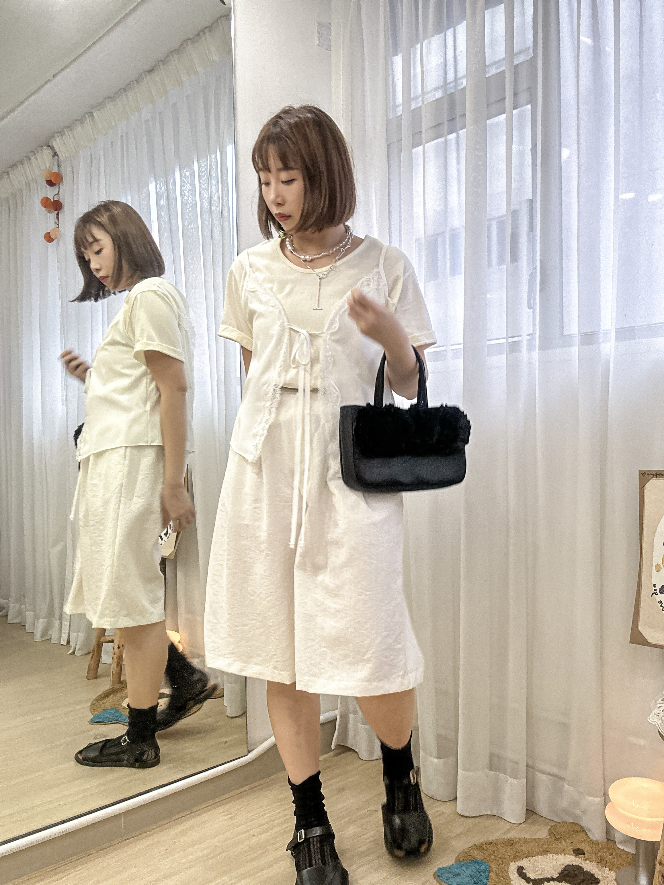 假日高級感～亞麻百慕達6分褲 MH0005 - 白色 IVORY