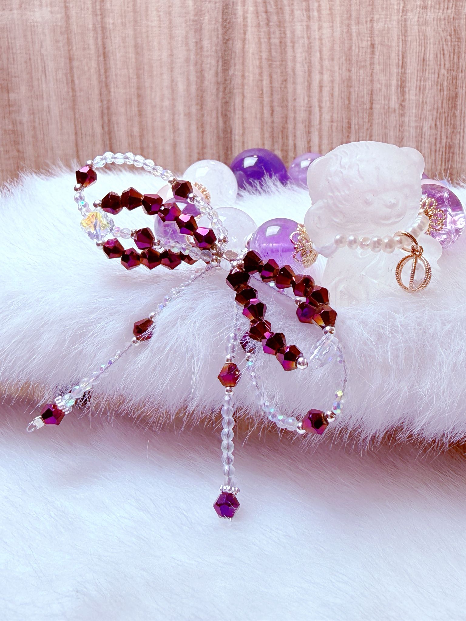 K00131 白水晶 小熊熊 自家設計手鏈