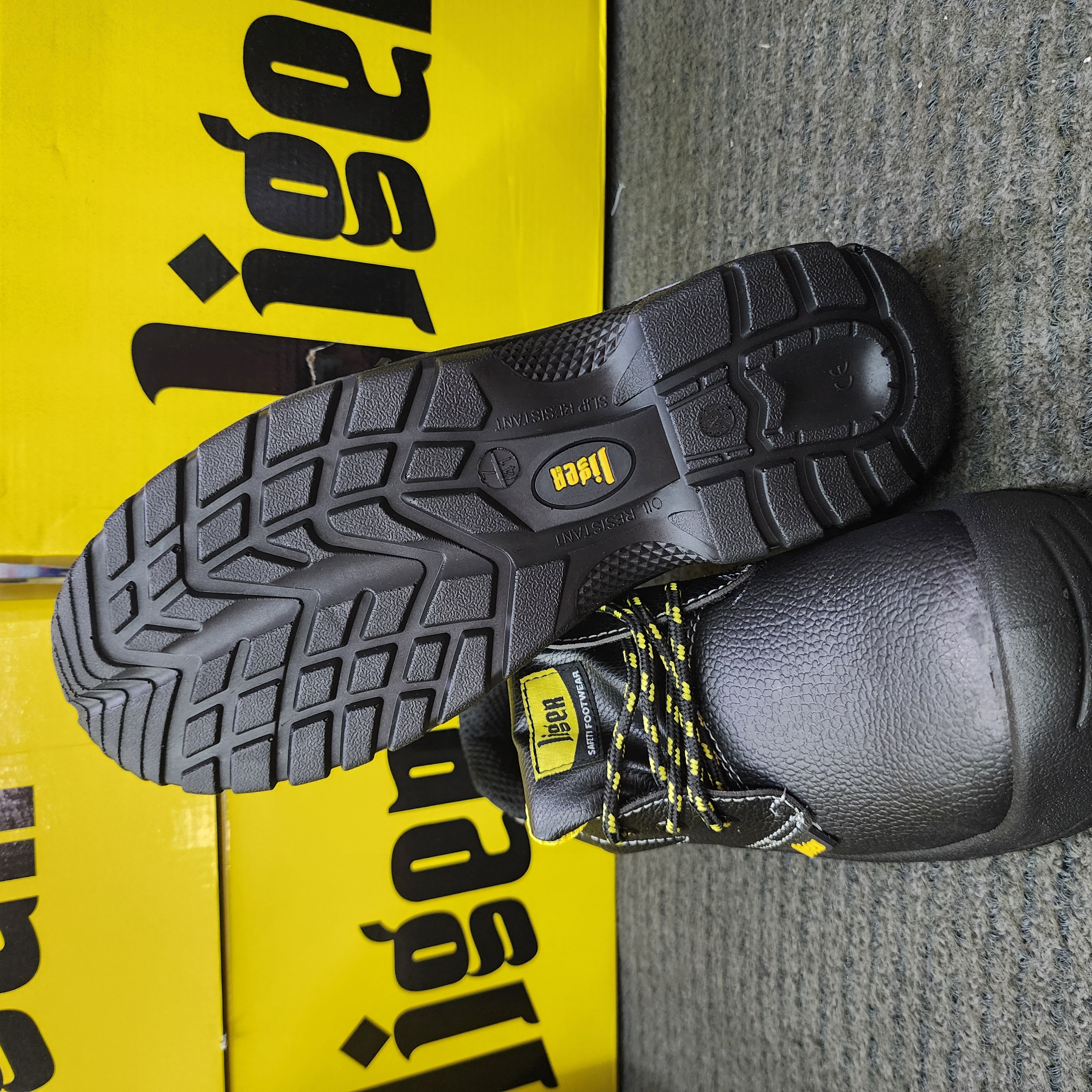 LIGER SAFETY SHOES LOW CUT LG-88 (SIRIM APPROVED) Black MICROFIBER Leather Lace Kasut Keselamatan
