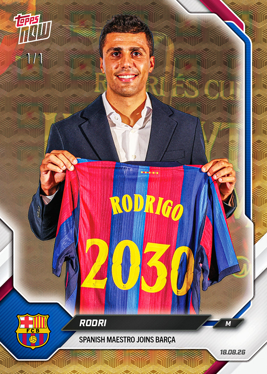 Rodri - 2026-27 FC Barcelona Topps NOW® #1 加盟紀念卡【團購】