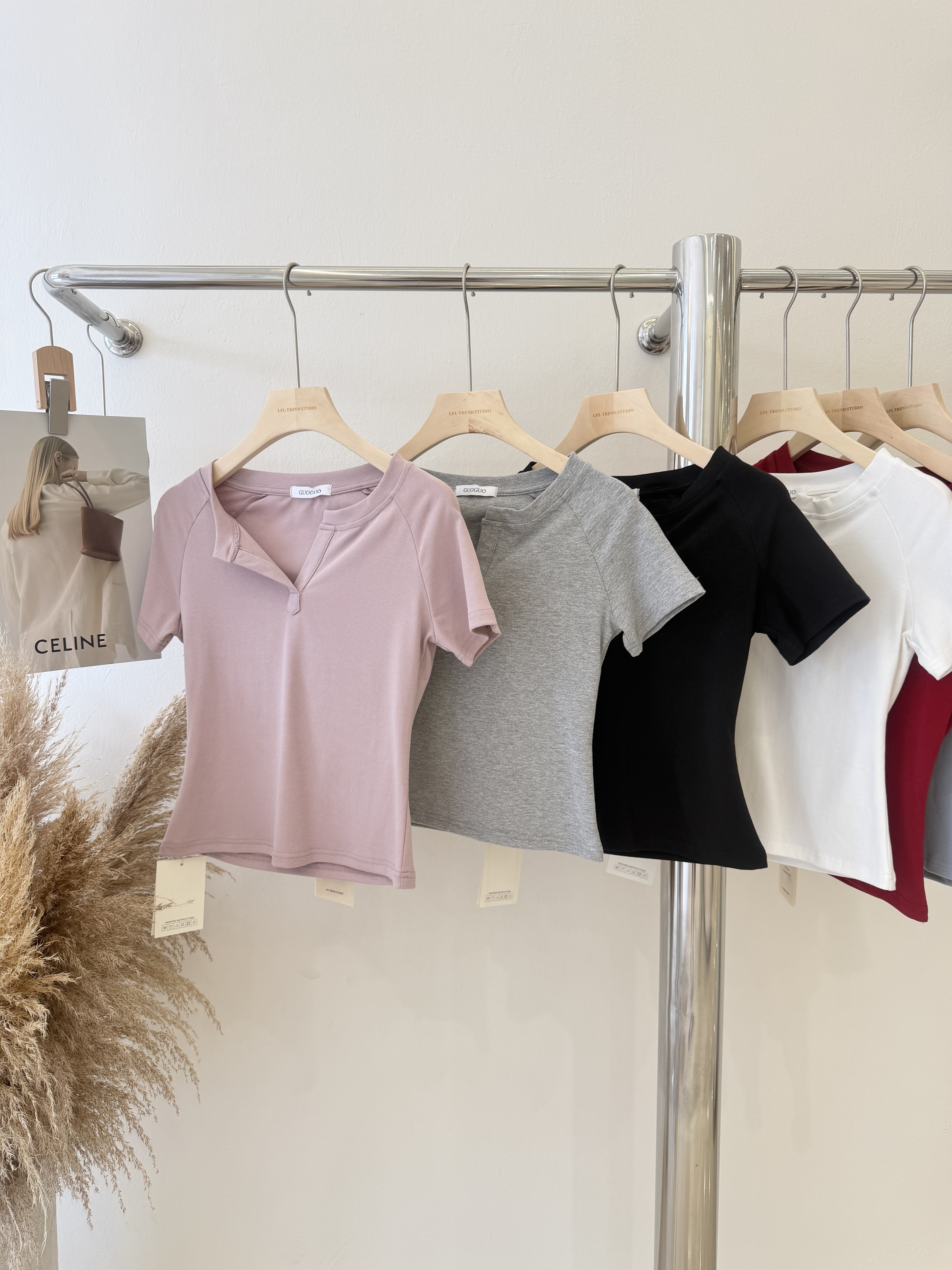 6118 爆款百搭纯色V领短袖