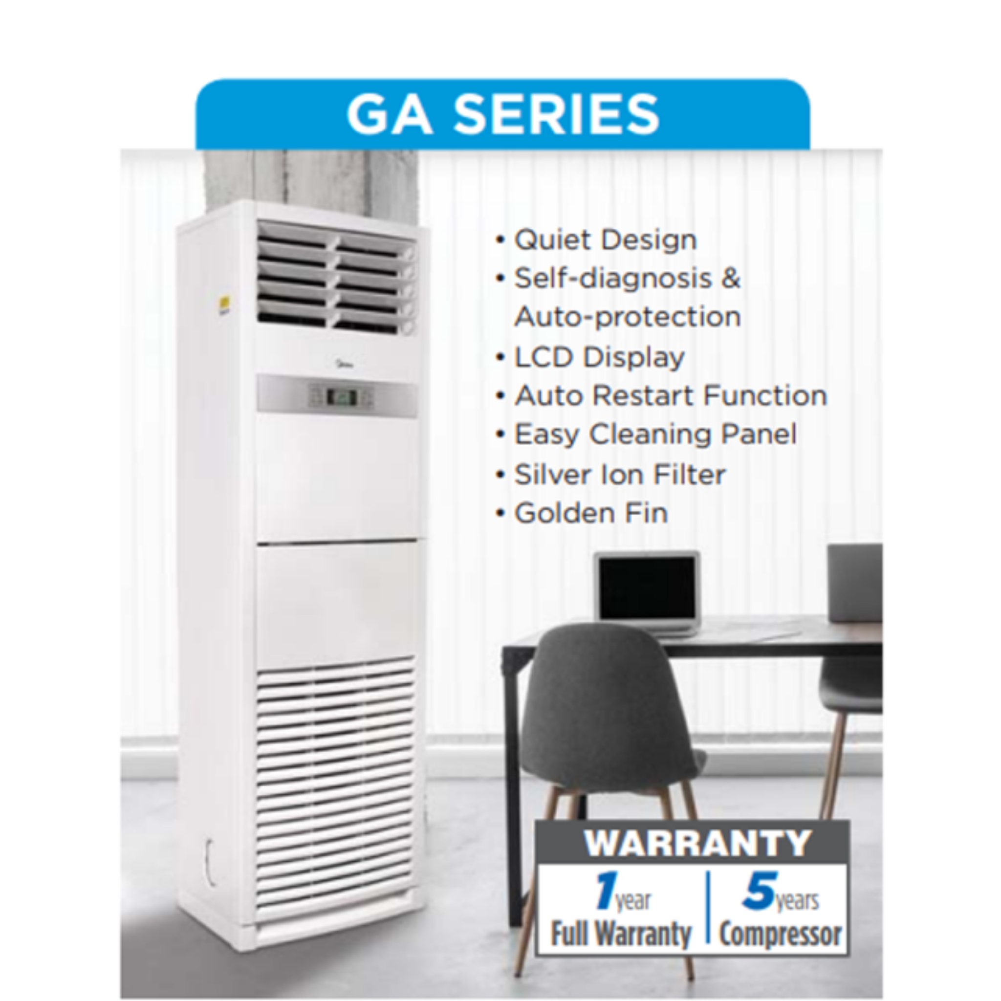 Midea 2.5Hp R32 Non Inverter Ga Series Floor Standing MFPA-25CRN8-SP