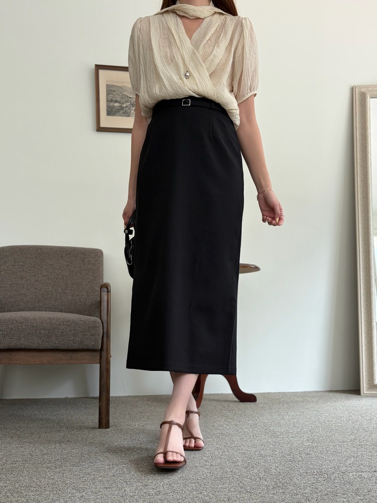 The Belted Straight Skirt (Black)
