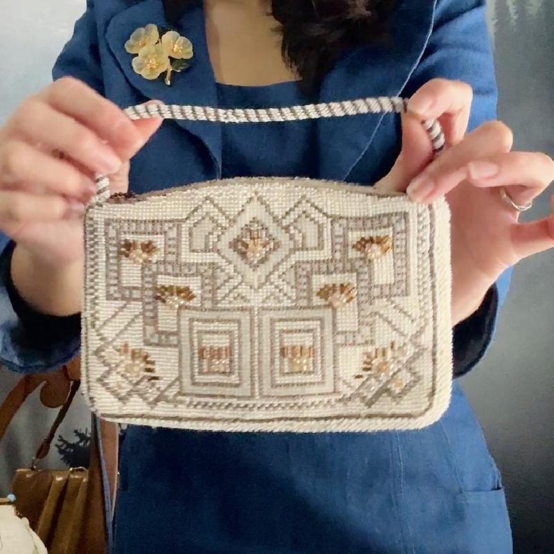 Rare Collectible! C.a. 1940-50s Made in Czechoslovakia Zipper Bead Bag (MT2500)
