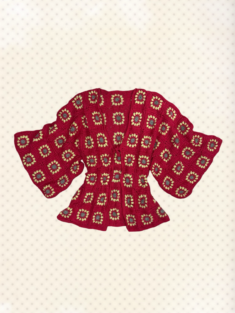 Red Patchwork Boho Coat