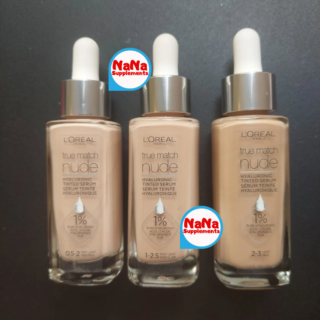 L'Oreal Paris True Match Nude Plumping and Hydrating Tinted Serum with 1%  Hyaluronic Acid, Very Light, 1oz.