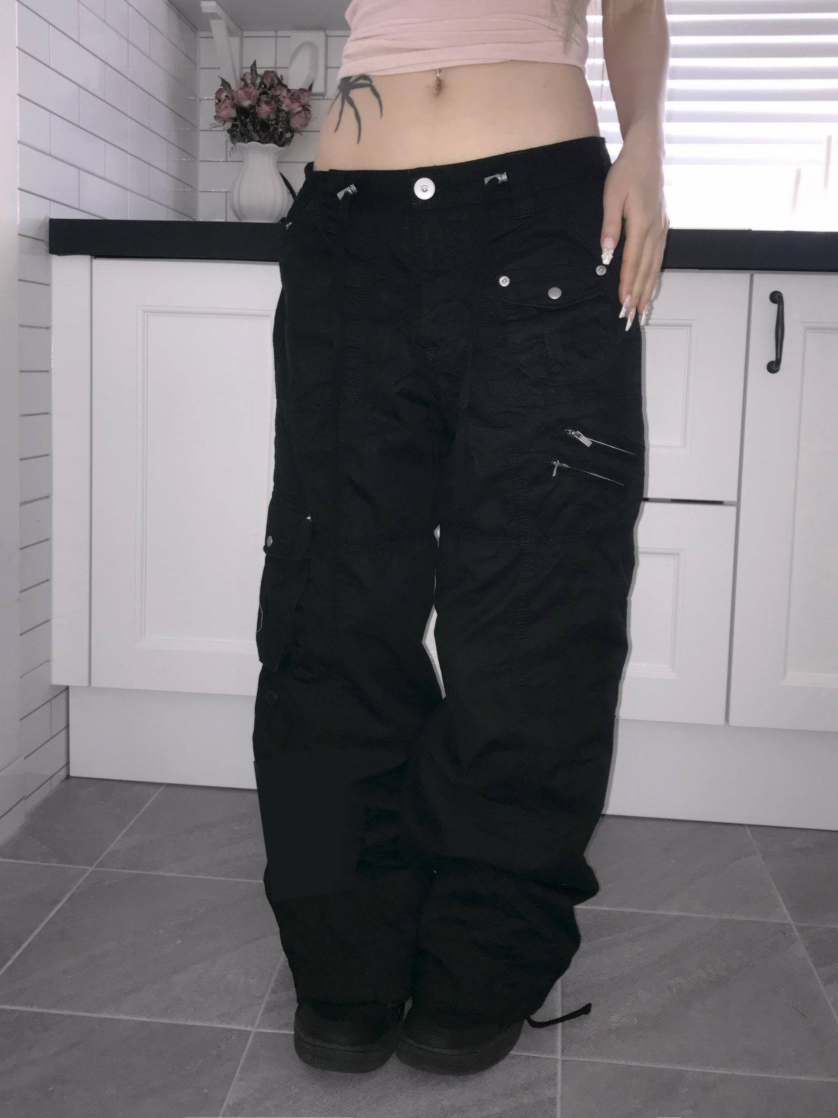 Retro Low-Rise Loose Cargo Pants