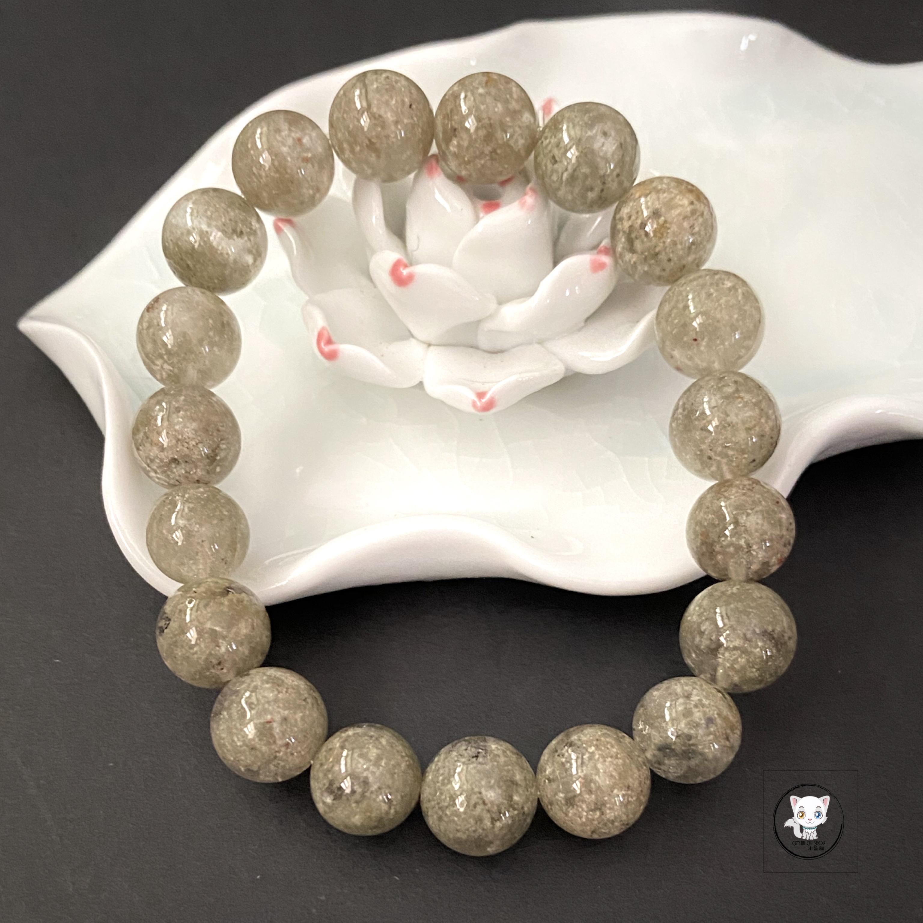 抹茶綠幽靈水晶手鏈 10mm