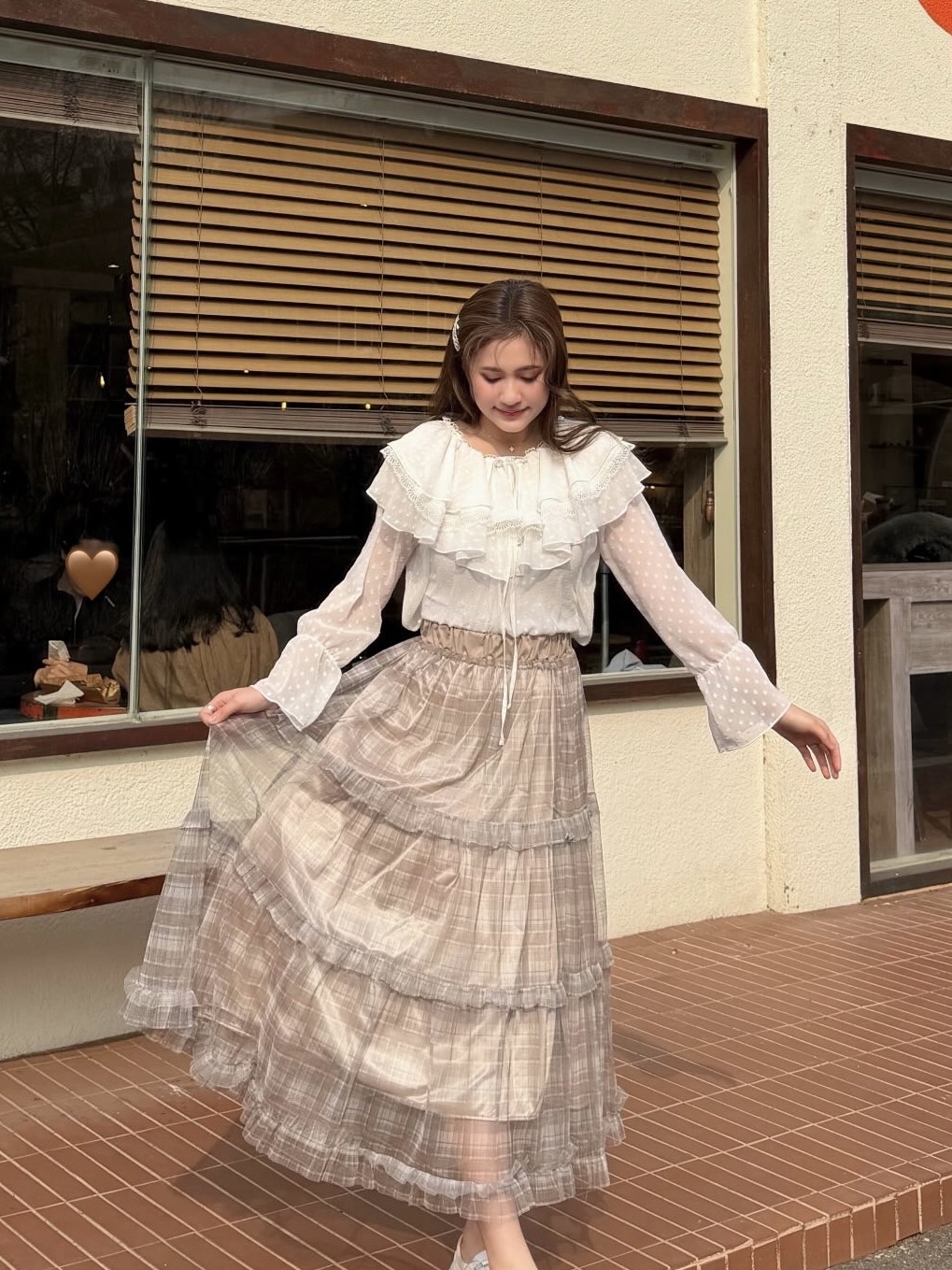 Plaid Layered Tulle Skirt