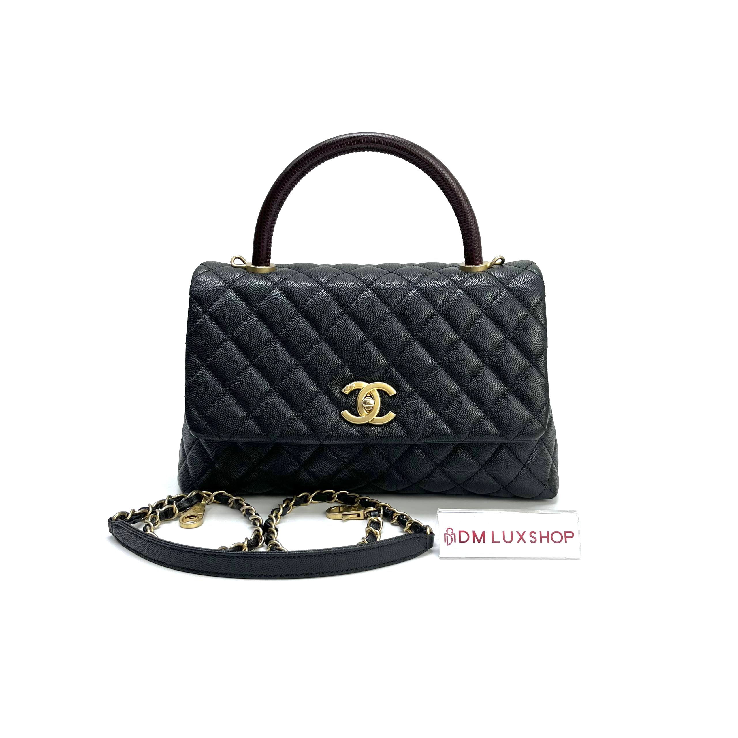 Chanel Black Caviar Leather Coco Handle Medium GHW (Serial 28, Year 2019)