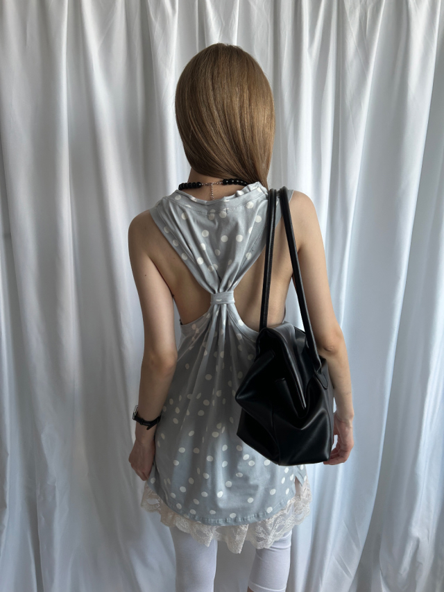 Polka Dot Cutout Tank Top