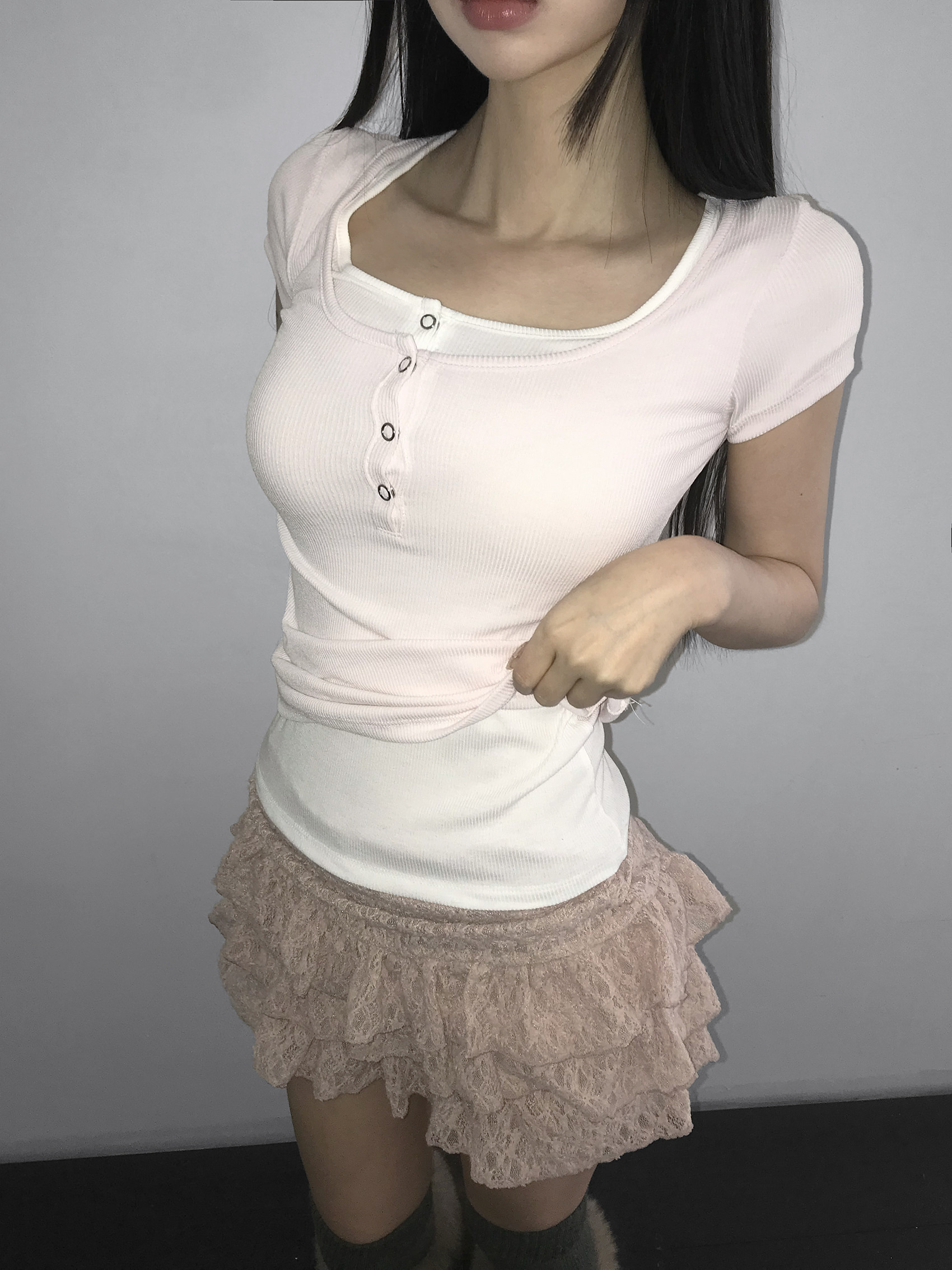 Tiered Ruffled Lace Mini Skirt