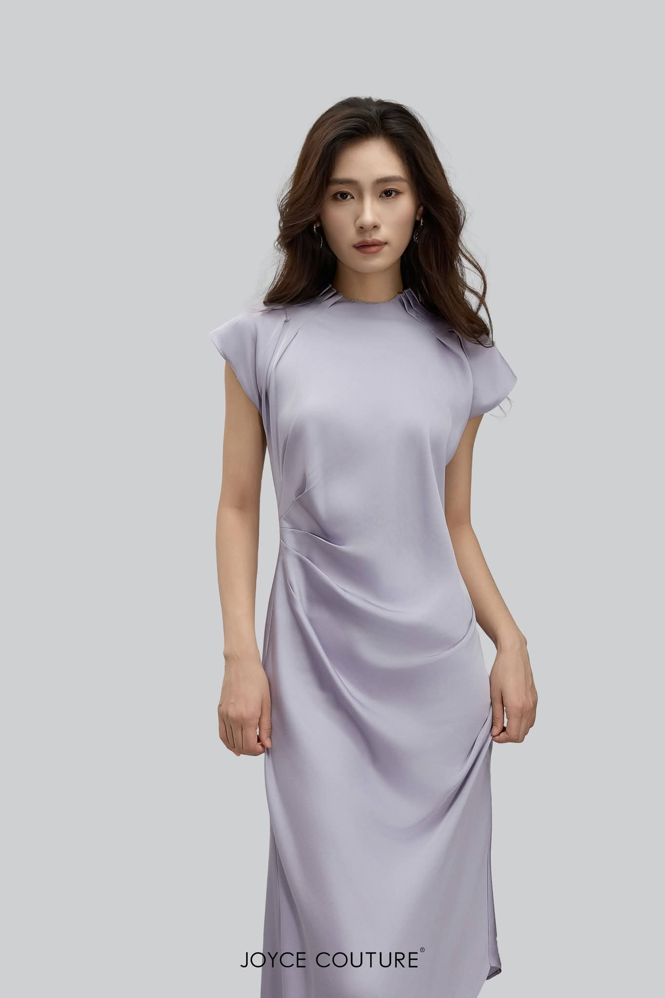 法式袖中长连衣裙 D0332