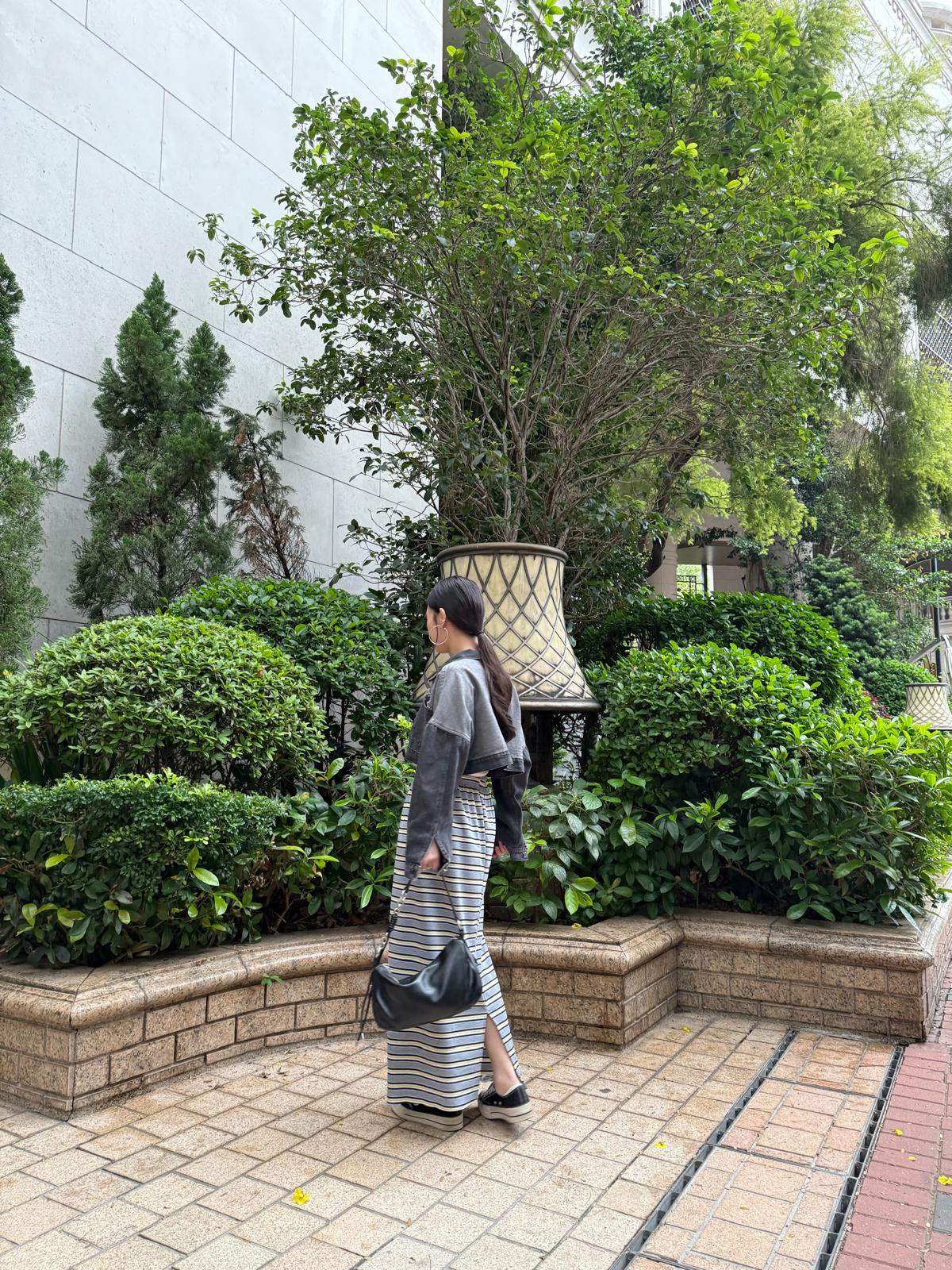 F05 拼色橫間半裙