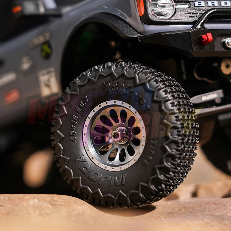 INJORA 0.7" D19 Ripple Aluminum Wheels for 1/30 SCX30 (W7005) Titanium #530392