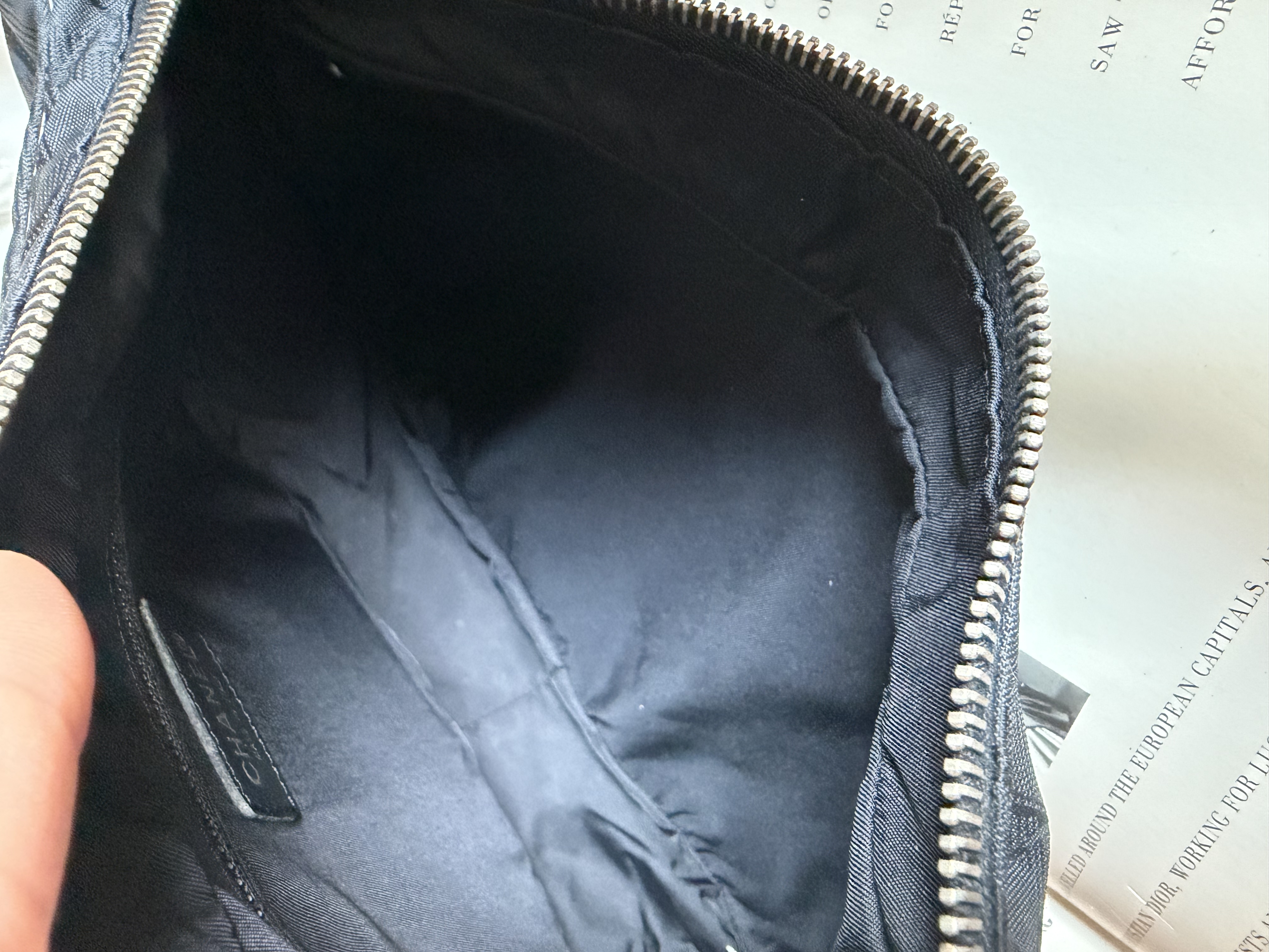 vintage chanel black jacqurd shoulder bag / pochette 