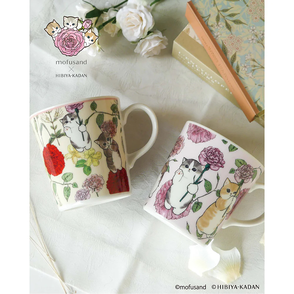 ✈️日本直日本Mofusand ×日比谷花壇 - 300ml馬克杯 ( 粉紅色 / 米色 )