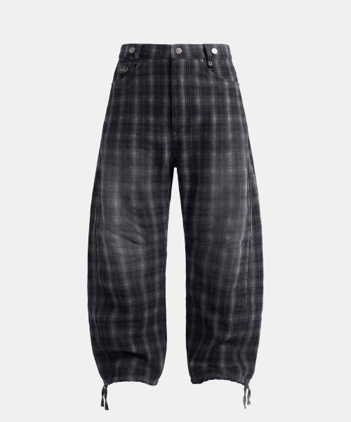 0509 Shinchiback Semi-Curved Pants - Black Check - 0509 신치백 세미 커브드 팬츠 - 블랙체크