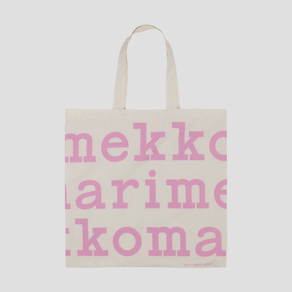 Marimekko Tote Bag   Marimekko 米白色 桃紅色 /粉紅色帆布袋 上膊 大袋 tote bag 環袋 