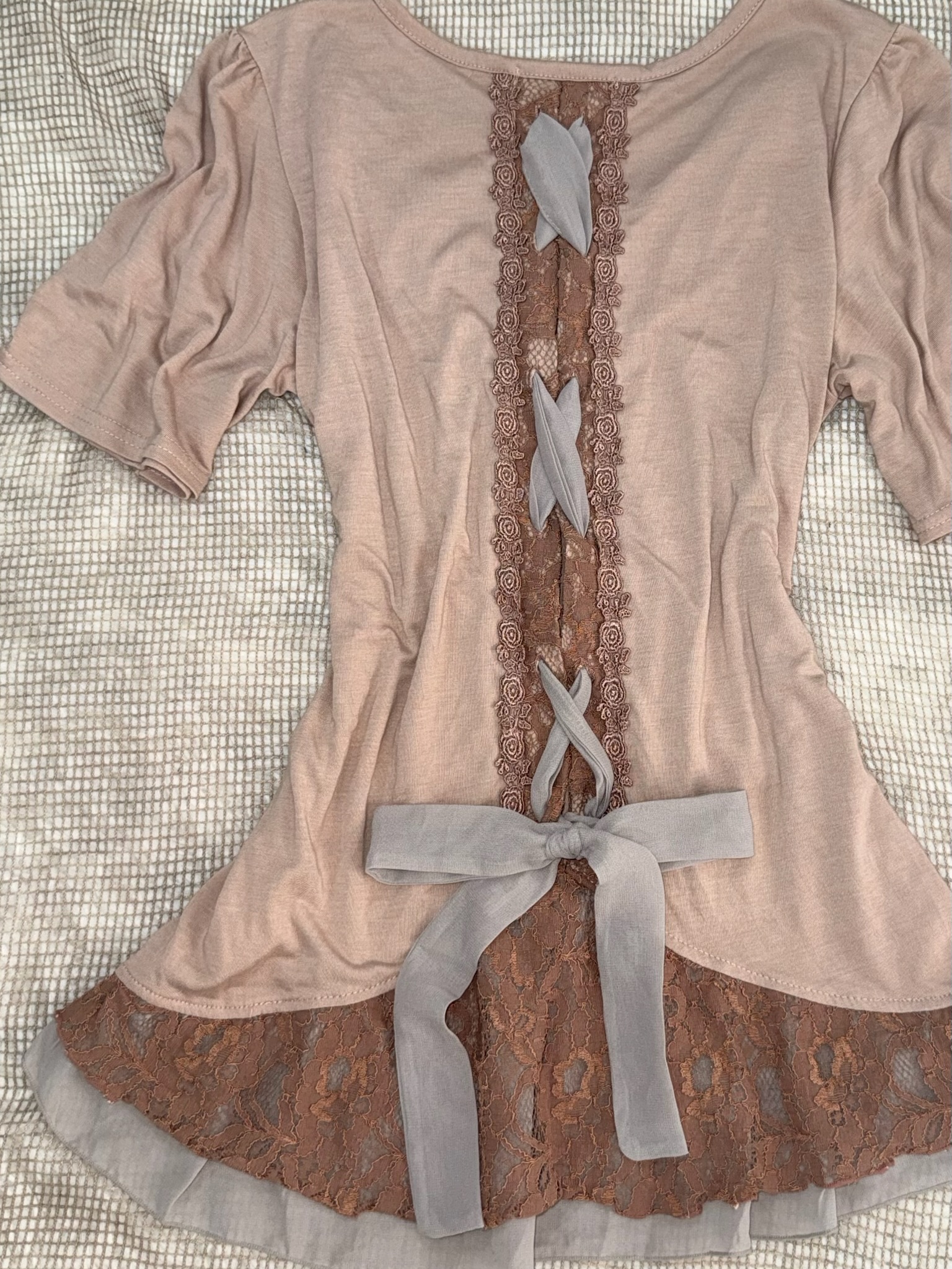 Axes Femme Dusty Rose Corset Back Knit Short Sleeve Top