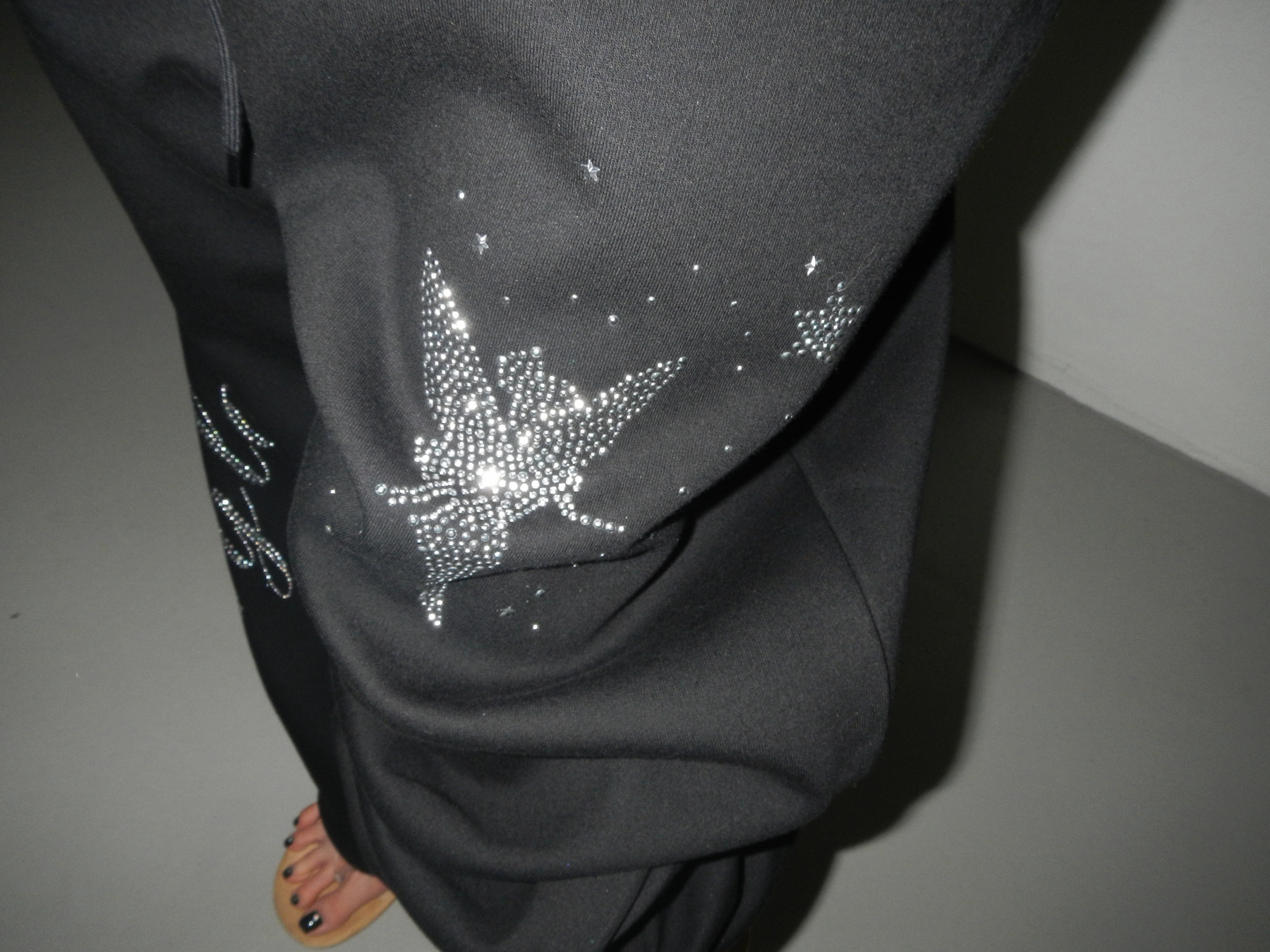 Rhinestone Graphic Wide-Leg Pants