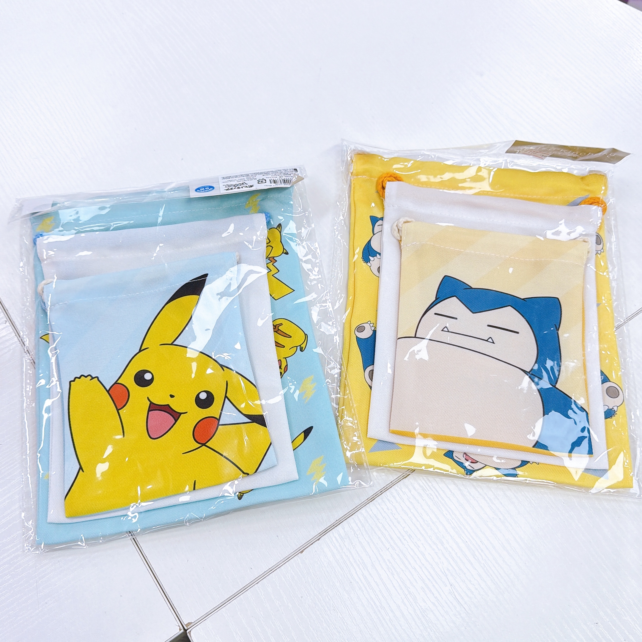日本直送Pokemon比卡超卡比獸索袋一套三個
