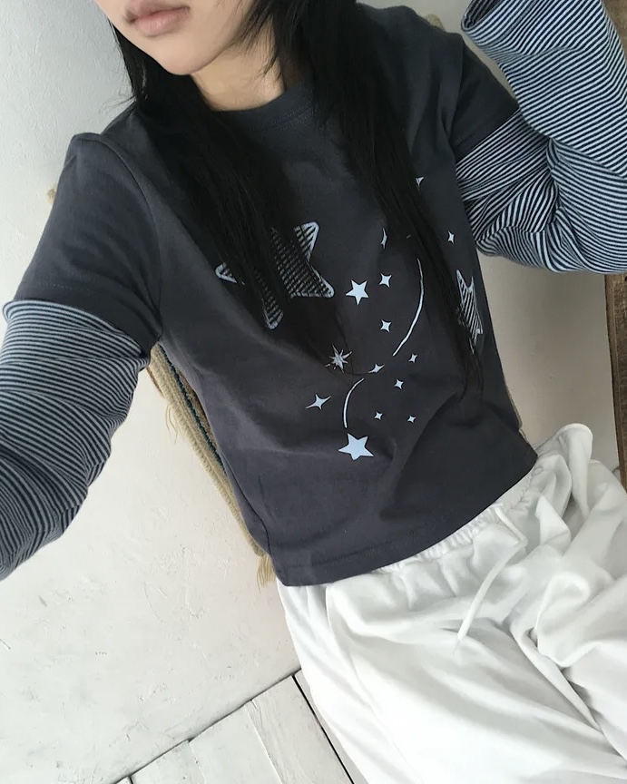 Star Graphic Layered Long Sleeve Tee