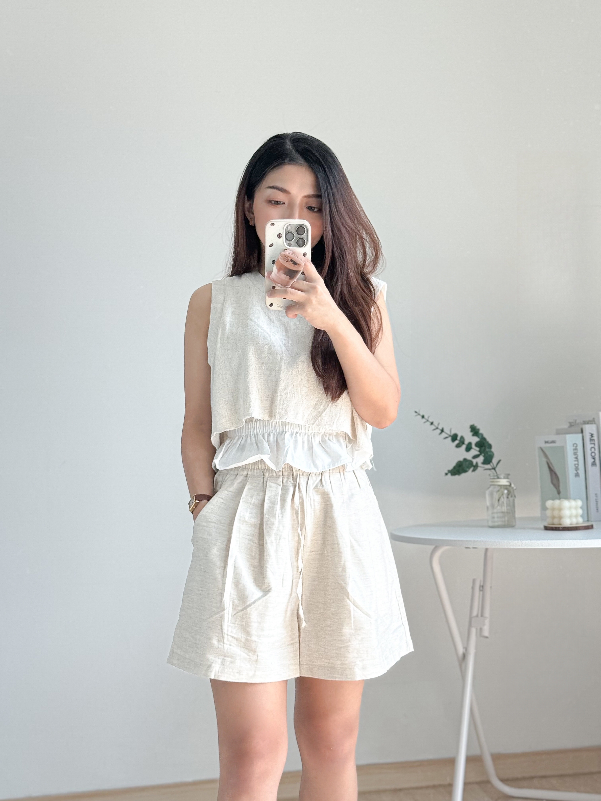 Mona Chill Cotton Linen Top 韩系假两件个性流苏棉麻上衣 (4 colours )