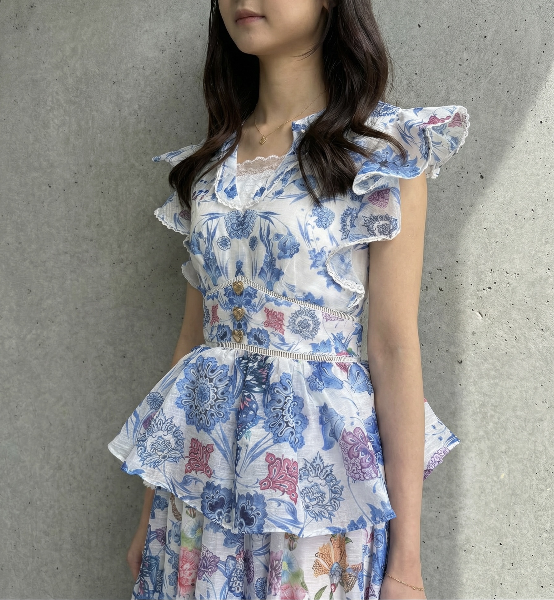 浪漫花卉印花連衣裙套裝