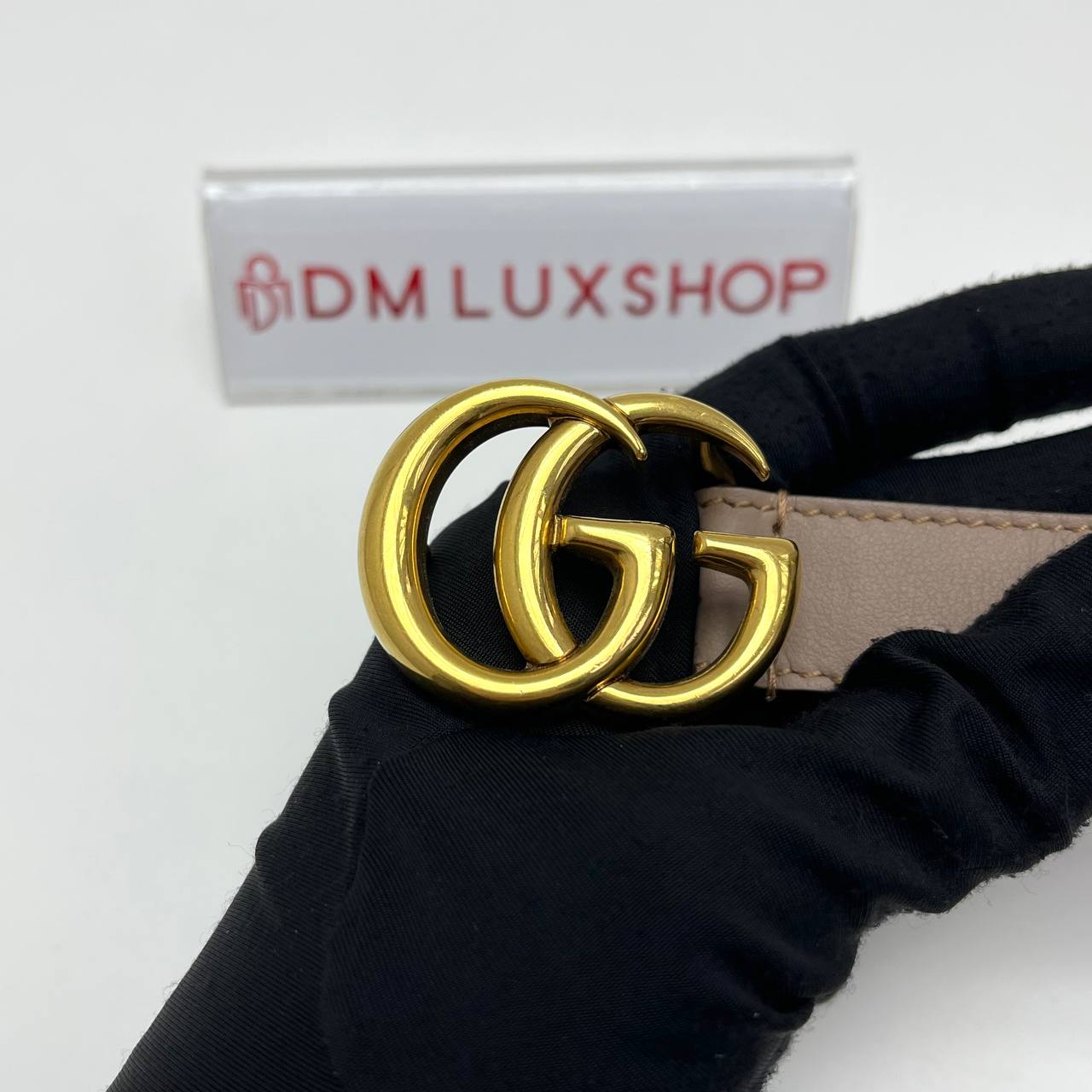 Gucci GG Supreme Marmont Nude Pink Belt GHW