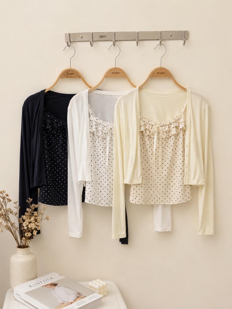 A190041 Knit Cardigan Two Piece Set