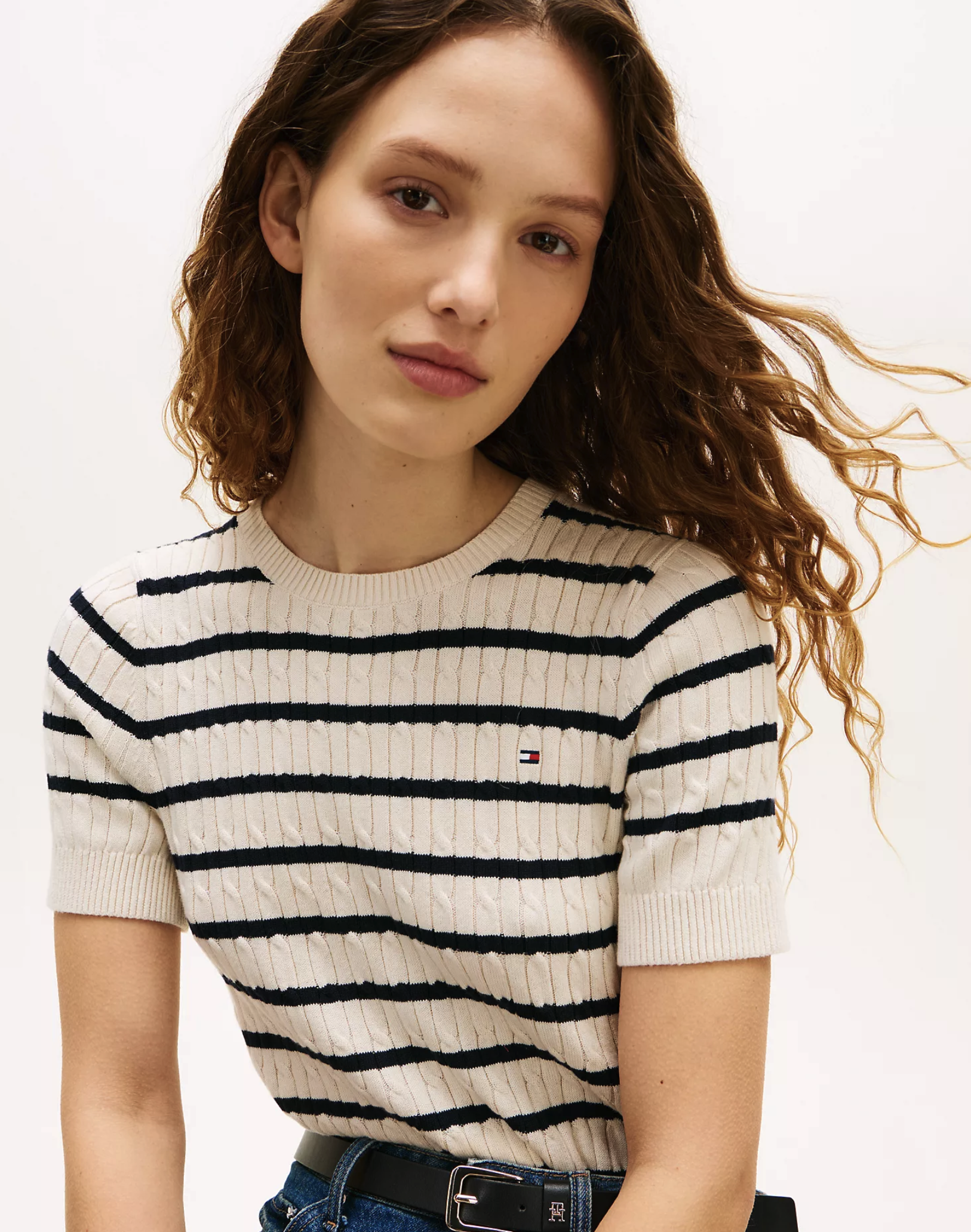 Tommy Hilfiger Short-Sleeve Cable Knit Sweater