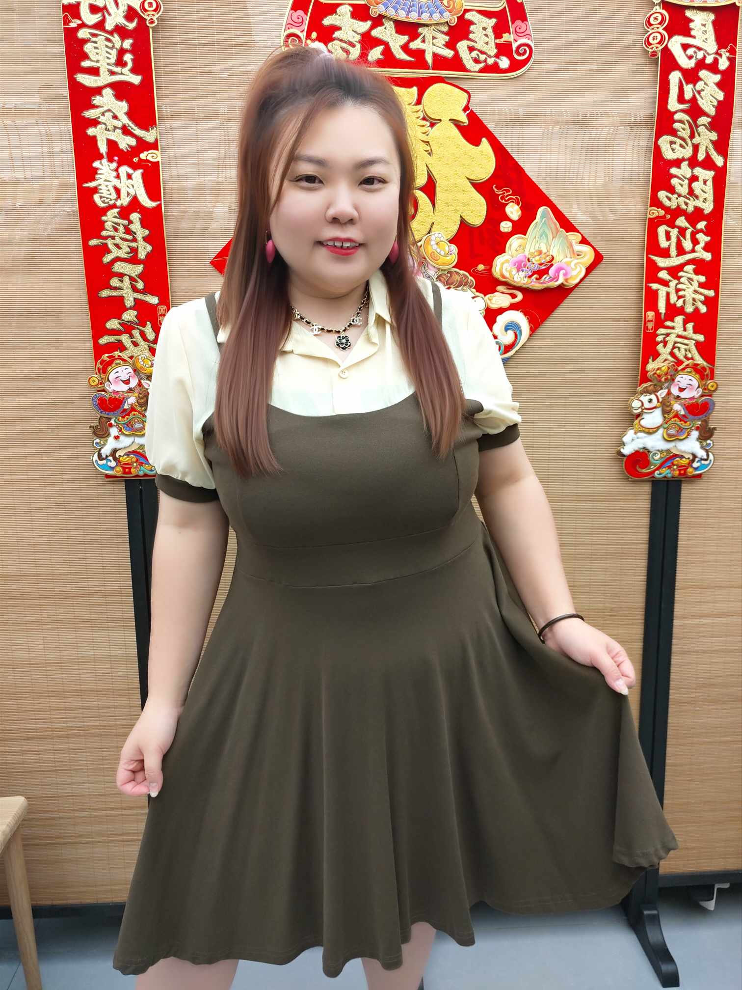 DDG01 TW#8721 假两件淑女设计连衣裙