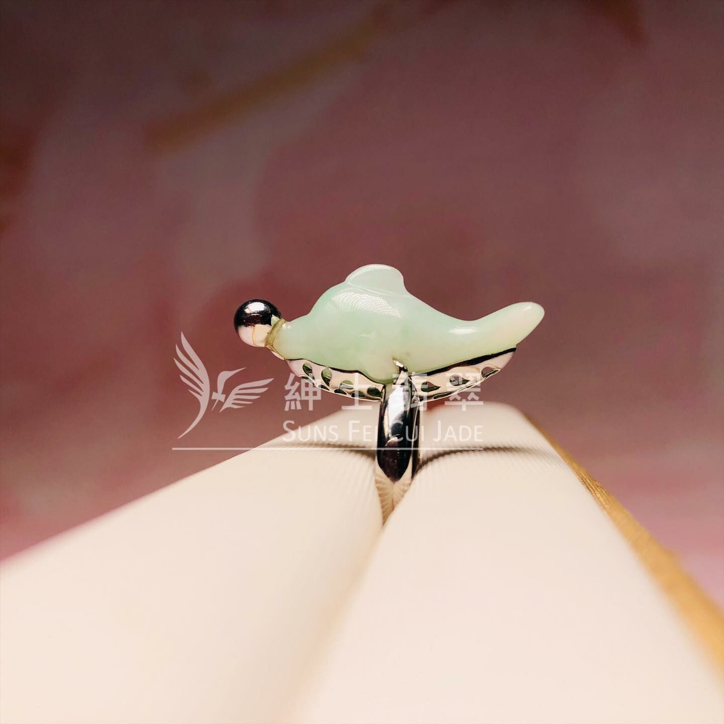 綠色海豚銀戒指 港圈13號