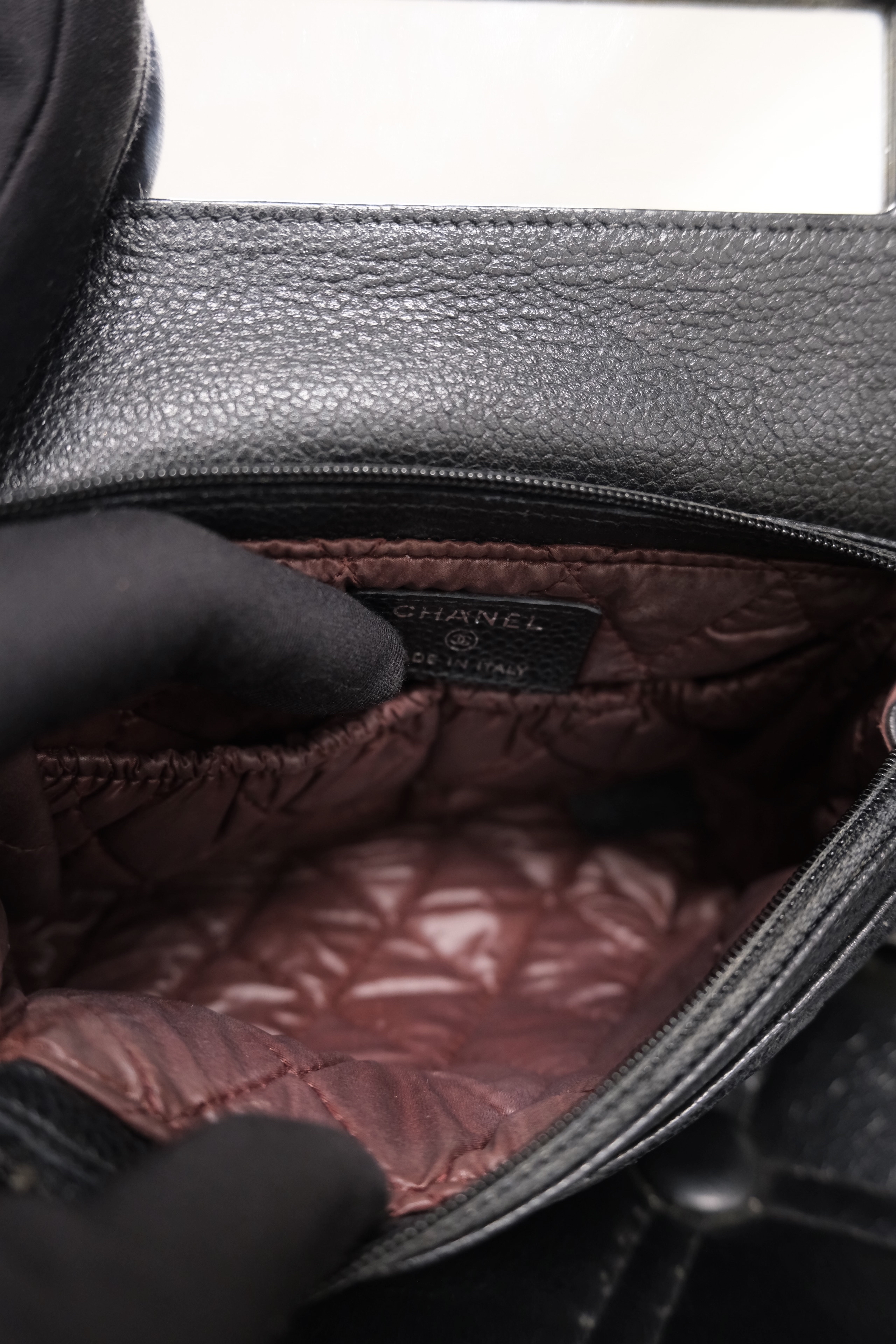 Chanel Matelasse Caviar Skin Pouch bag Black Silver