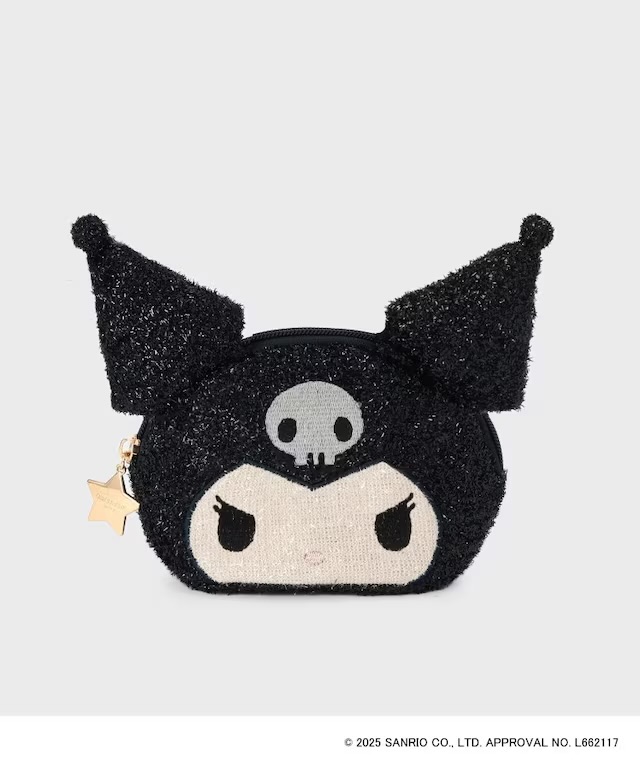 日本服裝品牌-OPAQUE.CLIP X MELODY KUROMI 閃閃斜孭袋/化妝袋