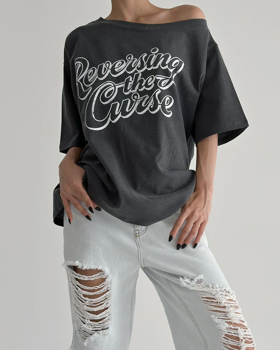 五分袖oversized Tee