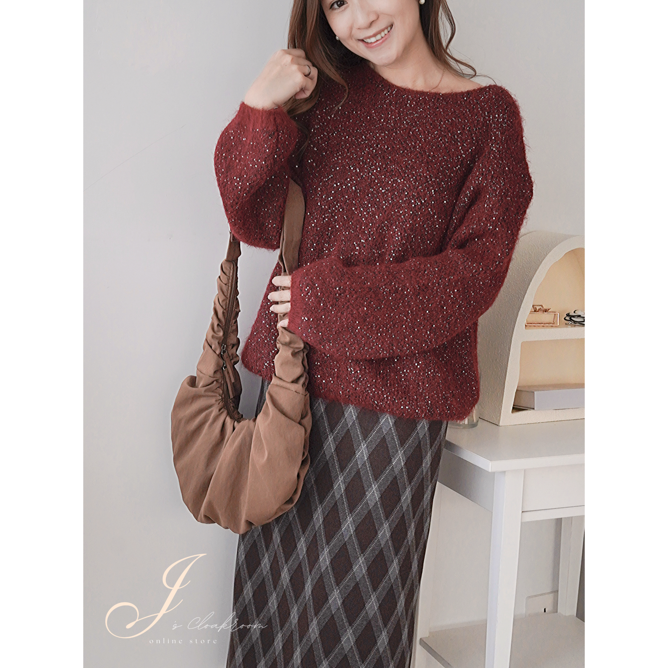 微閃BlingBling毛衣(KR)酒紅色268276